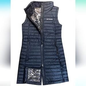 Columbia Women's White Out Long Puffer Omni Heat Full Zip Insulated Vest